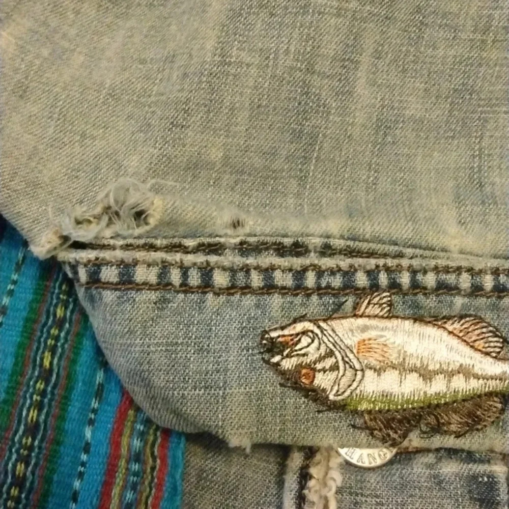 Armani Exchange UPCYCLED Distressed Washed Denim Vest-Jean vest-Unique-Patched - Picture 12 of 16
